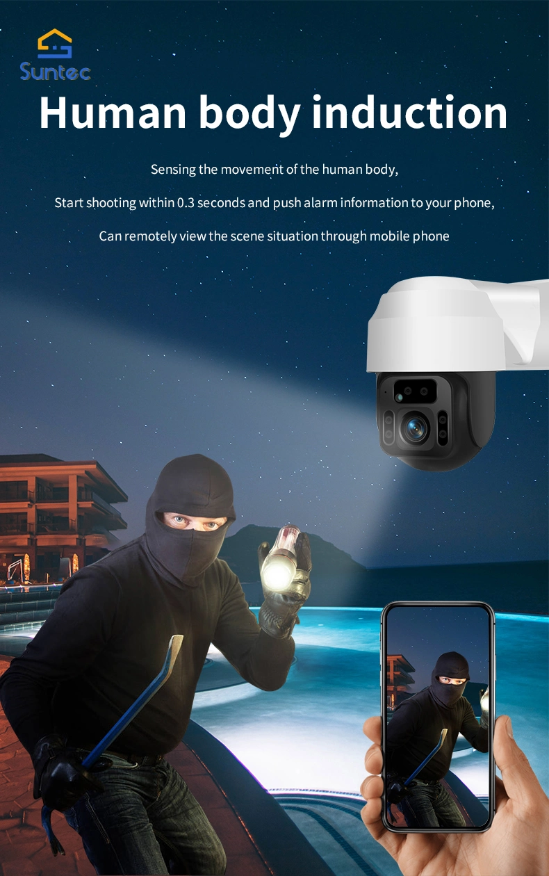 PTZ 1080P Night Version Solar Security CCTV Camera WiFi /4G Dome Solar CCTV Outdoor Camera